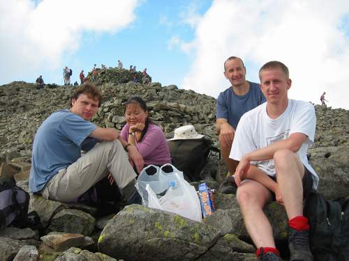 Lunch on Scafell Pike.
